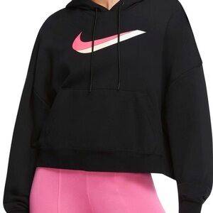 Nike Women's Black and Pink Logo Hoodie